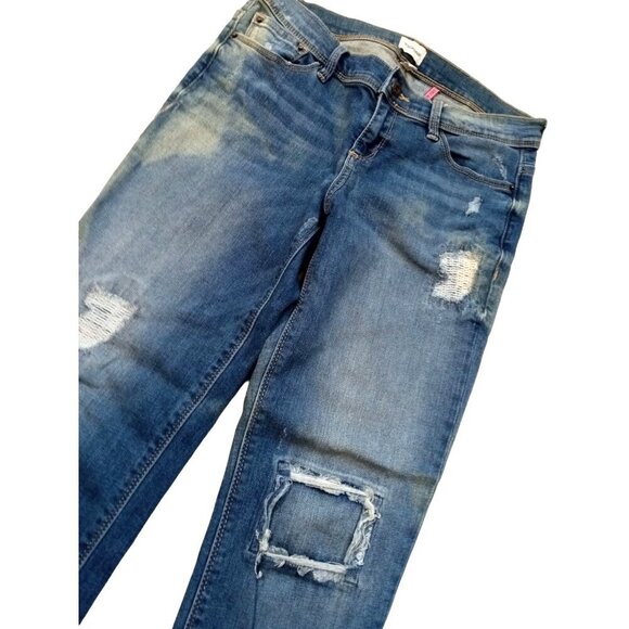 Sneak Peak Like New Boyfriend Denim Jeans Cute Stylish Patches and Rips Size 5 - Picture 2 of 9